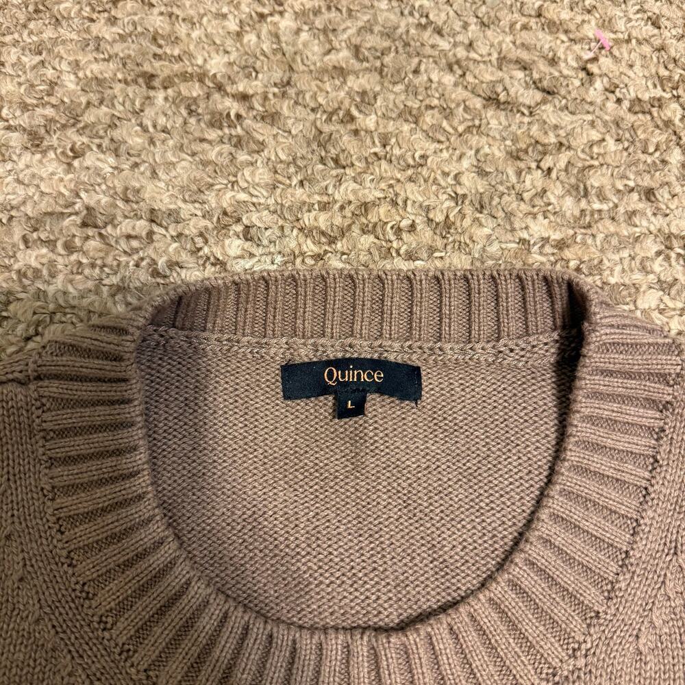 Quince | 100% Organic Cotton Boyfriend Crewneck Sweater in Cafe Au Laif Preppy - Picture 4 of 9